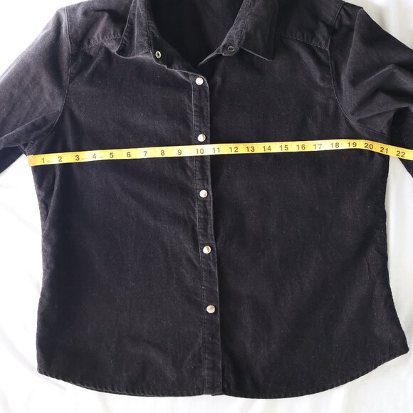 Black Corduroy Ladies Shirt - Size L - Snaps - Picture 5 of 12